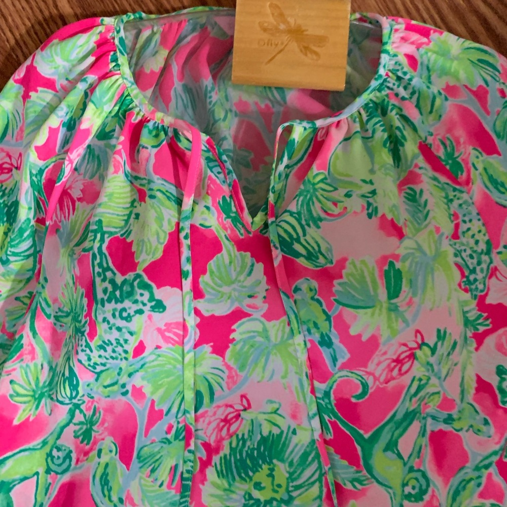 Lilly Pulitzer Women's Pink and Green Tensley Top - Picture 5 of 16